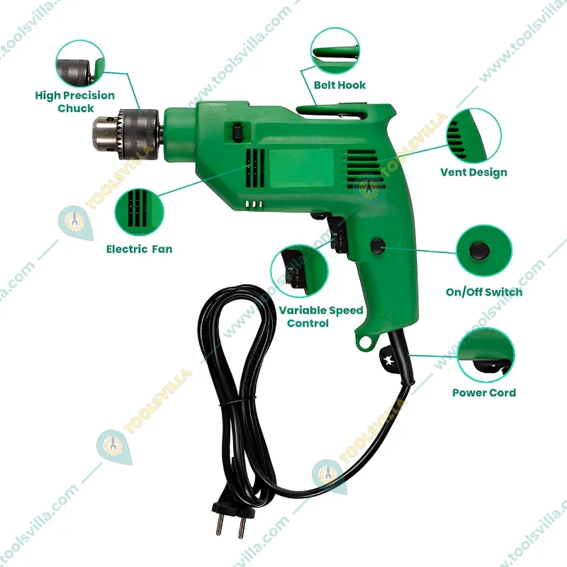 Heavy Duty 13mm Powerful Drill Machine for Wall, Metal, Wood Drilling with 13 HSS Bits, 400W